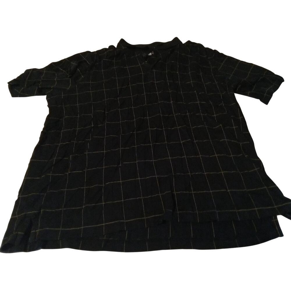 Breakwater Mens Size Large Black And White Square Pattern 3 Button Pullover